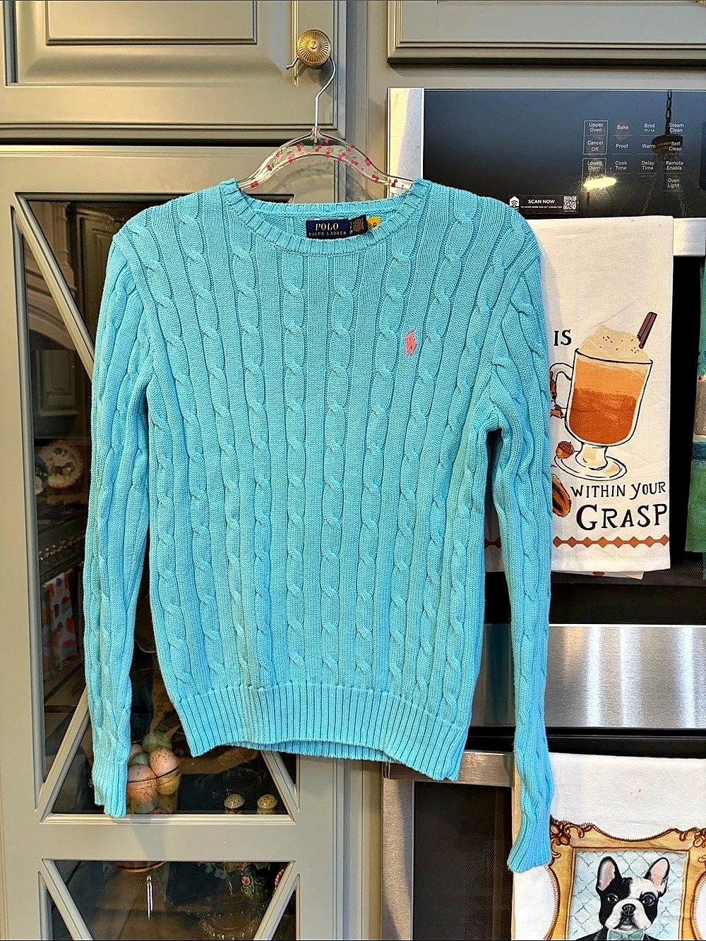 Polo Ralph Lauren Cable-Knit Cotton Crewneck Sweater Blue Small